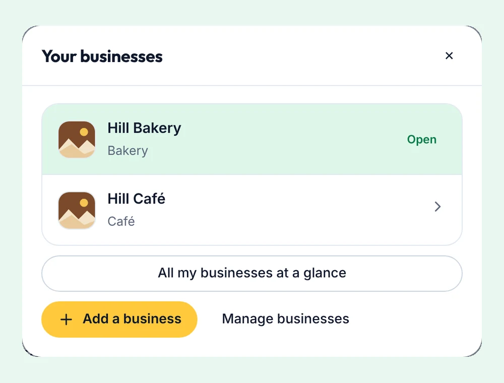 Switching between Hill Bakery and Hill Café