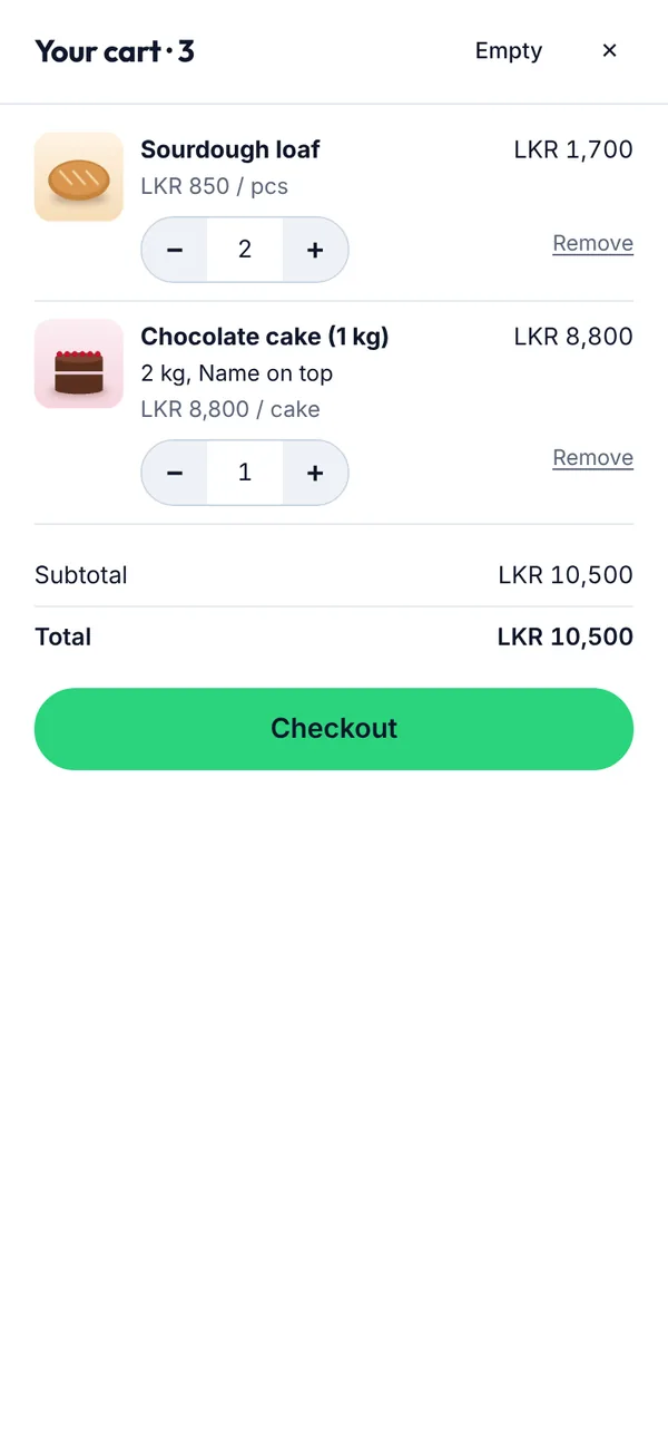 Your cart on a phone