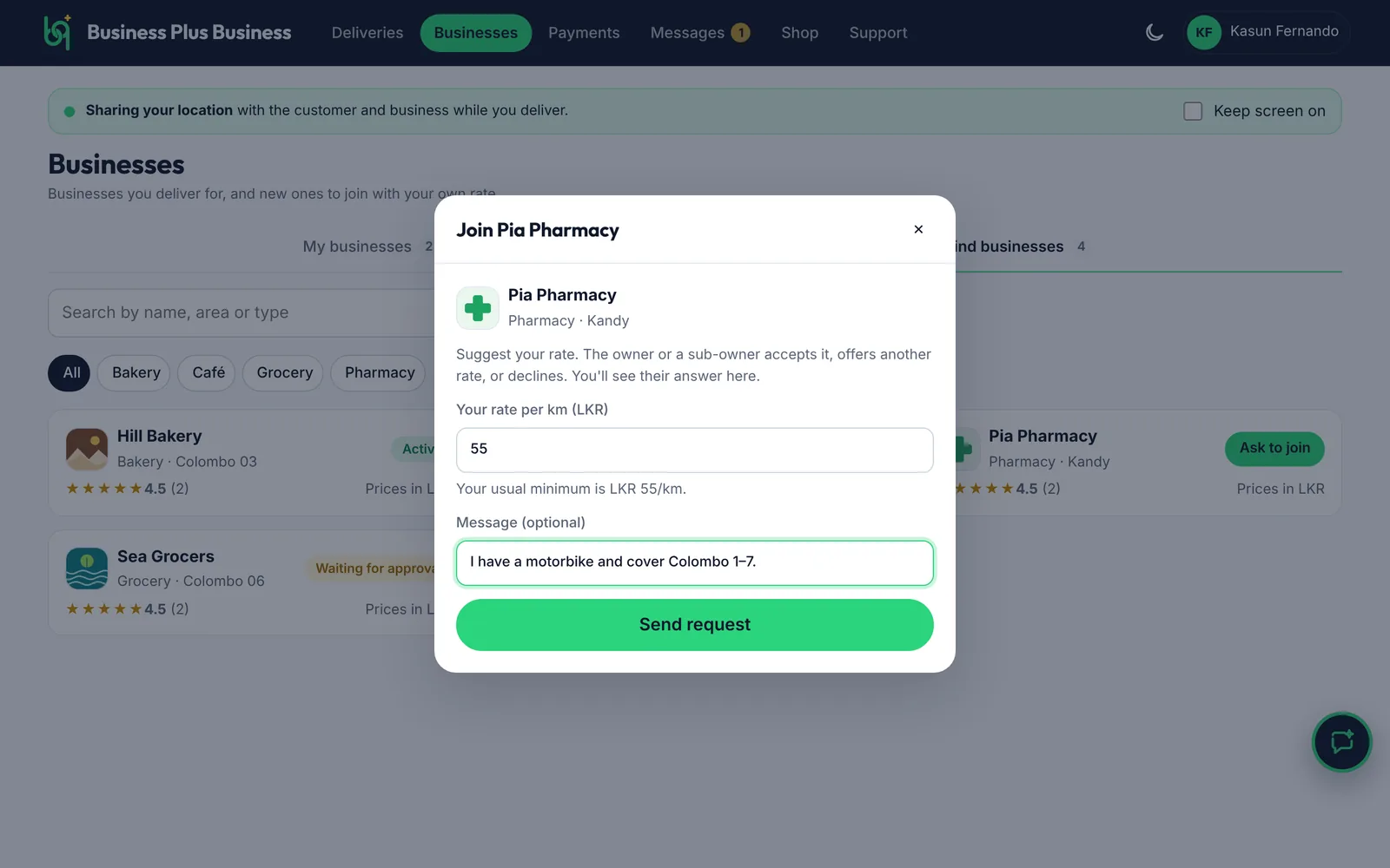 Asking to join with your rate on a computer