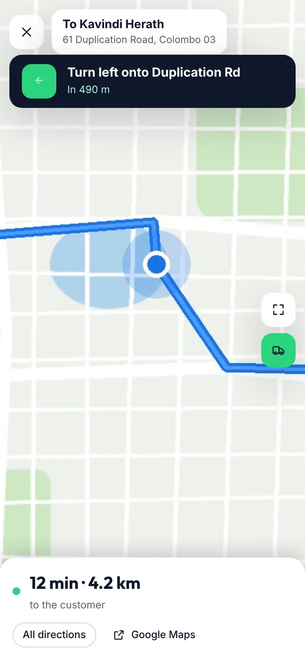 In-app navigation on a phone