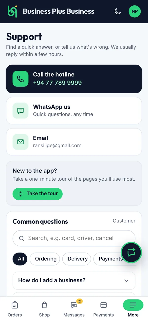 Support on a phone