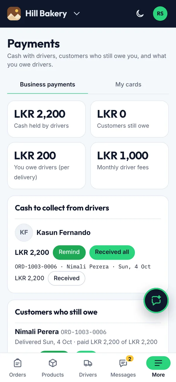 Business payments on a phone