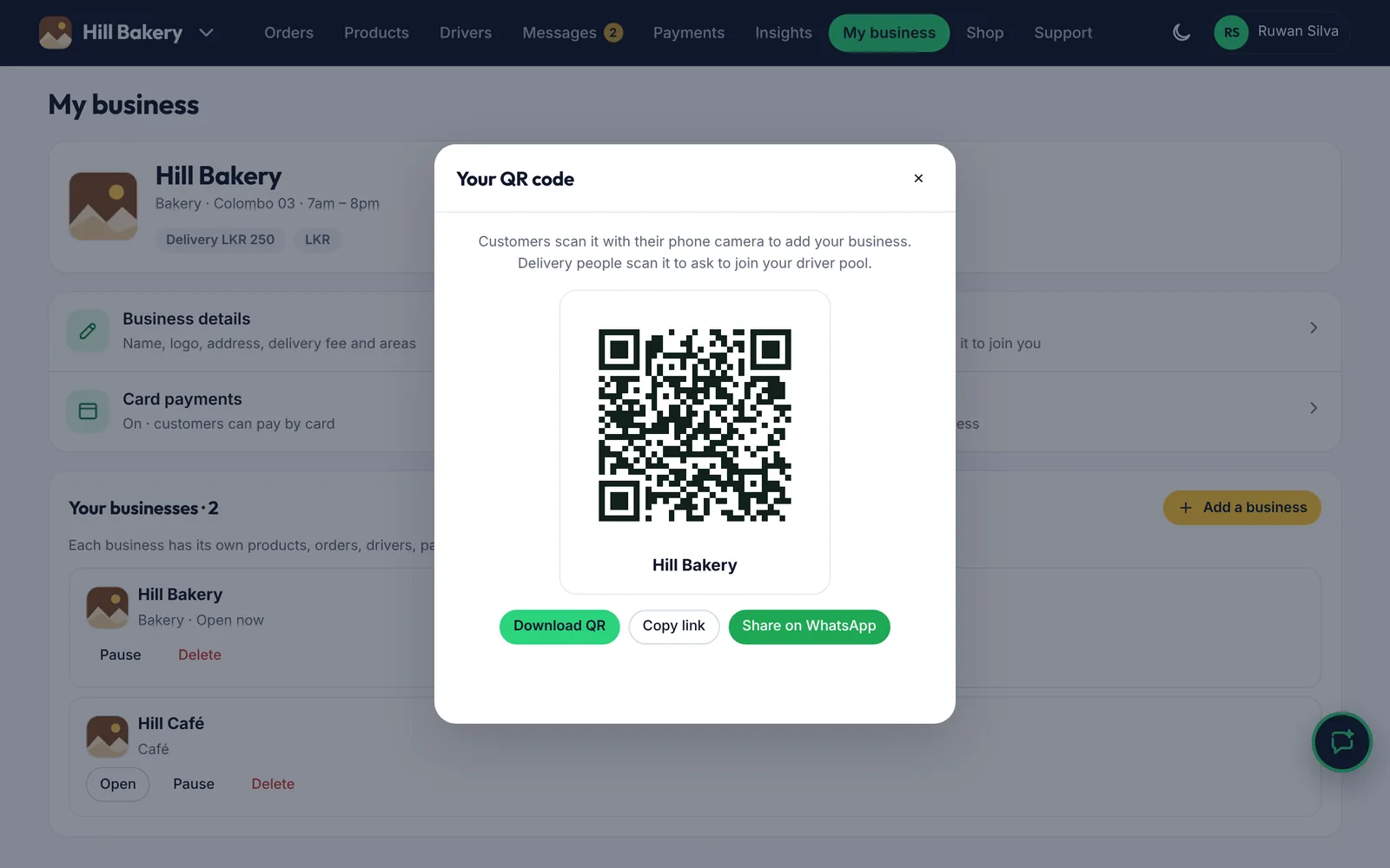 Your QR code on a computer